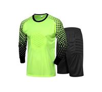 dPois Maillots de Gardien de Football Enfant Garçon Tenue Gardien de But T-Shirt À Manches Longues avec Short Sport Jogging Foot France Taille Grand A Vert Fluorescent 11-13 Ans