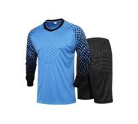 dPois Maillots de Gardien de Football Enfant Garçon Tenue Gardien de But T-Shirt À Manches Longues avec Short Sport Jogging Foot France Taille Grand A Bleu 9-10 Ans