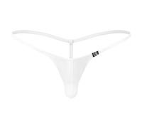 dPois Mini String Ficelle Homme Micro Bikini Poche Penis T-Back Slip Sissy Lingerie Homme Sexy Coquin sous-Vêtements Tanga Thong Blanc XXL