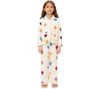 dPois Pyjama Polaire Tout - Petits Robe Peluche Douce Chaude Mignonne Haut Manches Longues avec Pantalon Taille Élastique Idéal Maison Temps Froid 2-10 Ans Beige 7-8 Ans