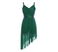 dPois Robe Danse Contemporaine Femme sans Manches Académique Justaucorps Gymnastique Tenue Robe Danse Classique Lyrique XS-2XL B Vert S