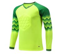 dPois Tenue de Gardien de But Football Enfant Garçon T-Shirt Haut de Sport Manches Longues Anti-Collision Maillots de Gardien de Football Jogging Survêtement Vert Fluorescent 7-8 Ans
