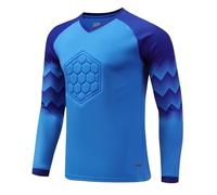dPois Tenue de Gardien de But Football Enfant Garçon T-Shirt Haut de Sport Manches Longues Anti-Collision Maillots de Gardien de Football Jogging Survêtement Bleu 9-10 Ans