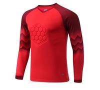 dPois Tenue de Gardien de But Football Enfant Garçon T-Shirt Haut de Sport Manches Longues Anti-Collision Maillots de Gardien de Football Jogging Survêtement Rouge 9-10 Ans