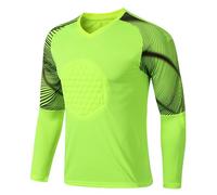 dPois Tenue de Gardien de But Football Enfant Garçon T-Shirt Manches Longues Anti-Collision Maillots de Gardien de Football Jogging Sport Survêtement 11-15 Ans Vert Fluorescent 11-12 Ans