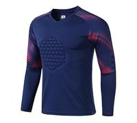 dPois Tenue de Gardien de But Football Enfant Garçon T-Shirt Manches Longues Anti-Collision Maillots de Gardien de Football Jogging Sport Survêtement 11-15 Ans Bleu Marine 14-15 Ans