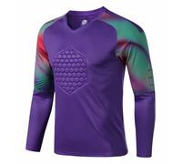 dPois Tenue de Gardien de But Football Enfant Garçon T-Shirt Manches Longues Anti-Collision Maillots de Gardien de Football Jogging Sport Survêtement 11-15 Ans Violet 11-12 Ans