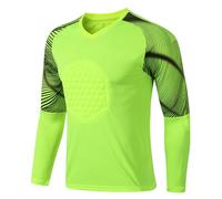 dPois Tenue de Gardien de But Football Enfant Garçon T-Shirt Manches Longues Anti-Collision Maillots de Gardien de Football Jogging Sport Survêtement 11-15 Ans Vert Fluorescent 14-15 Ans