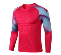 dPois Tenue de Gardien de But Football Enfant Garçon T-Shirt Manches Longues Anti-Collision Maillots de Gardien de Football Jogging Sport Survêtement 11-15 Ans Rose Vif 13-14 Ans