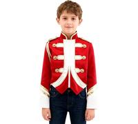 dPois Uniforme Garde D'honneur Petit Garçon Enfants Veste D'orchestre Militaire Blouse Manches Longues Couleur Clash Fête Carnaval 5-16 Ans Rouge 7-8 ans