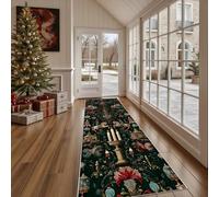 Dppyuxa Baroque Cheval Paillasson d'Entrée Vintage Bougie Absorbant et Lavable, Tapis de Cuisine Long Antidérapant Illustration Papillon Tapis de Couloir Décoratif pour Devant Evier Chambre 80x300 cm