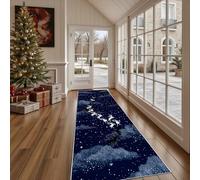 Dppyuxa Céleste Rennes Mixtes Tapis de Cuisine Antidérapant Fantaisie Chemin Étoilé Tapis de Couloir Long et Lavable Paillasson Absorbant Salle de Bain et Descente de Lit 60x240 cm