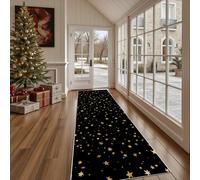 Dppyuxa Ciel étoilé Étoiles Tapis de Cuisine Antidérapant Festif Point Tapis de Couloir Long et Lavable Simple Or Paillasson Absorbant Entrée, Salle de Bain et Descente de Lit 60x240 cm