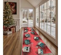 Dppyuxa Fantastique Ville Tapis de Cuisine Abstrait Maison en Bois Antidérapant et Lavable, Tapis de Couloir Long Devant Evier, Paillasson Absorbant avec Entrée et Salle de Bain 80x240 cm