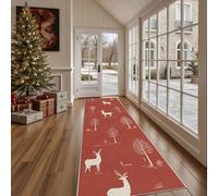 Dppyuxa Paillasson d'Entrée Animal Sauvage Arbre Absorbant et Lavable, Tapis de Cuisine Long Antidérapant Traditionnel Naturel Tapis de Couloir Décoratif Devant Evier Chambre 80x300 cm