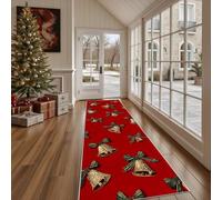 Dppyuxa Paillasson d'Entrée Festif Nœud Papillon Absorbant et Lavable, Tapis de Cuisine Long Antidérapant Traditionnel Ruban Tapis de Couloir Devant Evier Chambre 80x300 cm