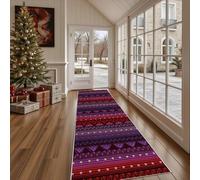 Dppyuxa Paillasson d'Entrée Tribal Géométrique Absorbant et Lavable, Tapis de Cuisine Long Antidérapant Aztèque Rayures Tapis de Couloir Africain Pois Décoratif pour Devant Evier Chambre 80x300 cm