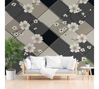 Dppyuxa Papier Peint Intissé Sans Raccord Fleur Diamant Géométrique Papier Peint Panoramique Floral Simple Murale Panoramique 3D Salon Enfant Bureau Maison Chambre Cuisine 400x280 cm