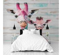 Dppyuxa Papier Peint Panoramique Animaux Girafe Murales Papier Peint 300x210 cm Poster Geant Mural Amoureux Couple Décoration Murale Salon Chambre D'enfants Restaurant
