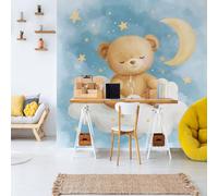 Dppyuxa Papier Peint Panoramique Intissé Ours Cartoon Papier Peint 3D Mural Lune Anime Film pour Meuble Salon Imperméable Cuisine Chambre Enfant Décoratifs 150x105 cm