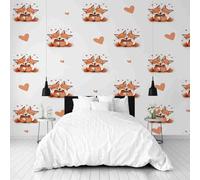 Dppyuxa Papier Peint Panoramique Mignon Renard Murales Papier Peint 300x210 cm Poster Geant Mural Romantique Couple Décoration Murale Salon Chambre D'enfants Restaurant