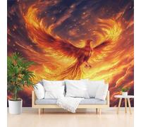 Dppyuxa Papier Peint Panoramique Phénix Fantaisie Panneau Mural 3D Flamme Nuage Rêve Murales Intissé Imperméable Salon Chambre Décoration Intérieure Film pour Meuble 200x140 cm