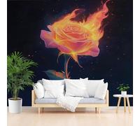 Dppyuxa Papier Peint Panoramique Rose Flamme de Rêve Panneau Mural 3D Plante Fantaisie Murales Intissé Imperméable Salon Chambre Décoration Intérieure Film pour Meuble 200x140 cm