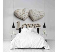 Dppyuxa Papier Peint Salle de Bain Amour Coeur Papier Peint 3D Saint Valentin Mots Geant Mural Intissé Imperméable pour Salon Chambre Cuisine Film pour Murale Poster Décoration 450x315 cm