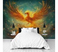 Dppyuxa Papier Peint Salle de Bain Myth Phénix Papier Peint 3D Peinture à l'huile Aile Geant Mural Intissé Imperméable pour Salon Chambre Cuisine Film pour Murale Poster Décoration 450x315 cm