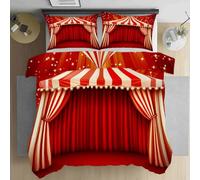 Dppyuxa Parure de Lit Enfant 90x190 Fête Cirque Housse de Couette Microfibre Doux et Respirant Dessin Animé Étoiles Literie 1 Personnes Fermeture Éclair Taies d'oreiller 65x65cm