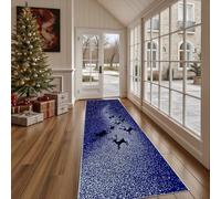 Dppyuxa Silhouette Renne Tapis de Cuisine Antidérapant Minimaliste Traîneau du Père Noël Tapis de Couloir Long et Lavable Paillasson Absorbant Entrée, Salle de Bain et Descente de Lit 60x240 cm