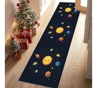 Dppyuxa Tapis Cuisine Antidérapant Univers Planète la Protection du Sol Dessin Animé Système Solaire Tapis Lavable Mignon Ciel étoilé Salle de Bain et Douche, Doux Descente de Lit Chambre 60x180 cm