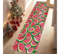 Dppyuxa Tapis Cuisine Devant Evier Été Pastèque Tapis de Sol Long et Antidérapant Fruit Nourriture Paillasson Lavable Tropical Aliments Absorbant pour Cuisine et Entrée Maison 60x210 cm