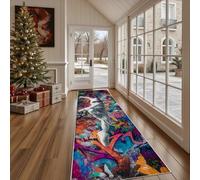 Dppyuxa Tapis de Couloir Long Graffiti Danseur Tapis d'Entrée Antidérapant Street Culture Adolescent, Paillasson Absorbant et Lavable Hip Hop Garçon Devant Evier et Chambre 60x150 cm