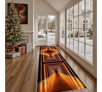 Dppyuxa Tapis de Cuisine Antidérapant Géométrique Carré Tapis de Couloir Long et Lavable Illusion d'optique Ligne Paillasson Absorbant Science Fiction Rectangle Entrée et Descente de Lit 60x240 cm
