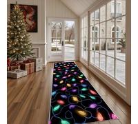 Dppyuxa Tapis de Cuisine Coloré Guirlande Antidérapant et Lavable, Tapis de Couloir Long Lumineux Ampoule Devant Evier, Paillasson Absorbant Entrée et Salle de Bain 60x120 cm