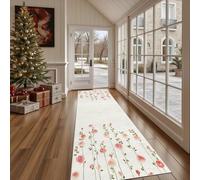 Dppyuxa Tapis de Cuisine Floral Fleur Antidérapant et Lavable, Tapis de Couloir Long Simple Branche Devant Evier, Paillasson Absorbant avec Motif Plante Vigne Entrée et Salle de Bain 80x240 cm