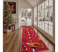 Dppyuxa Tapis de Cuisine Noël Bonbon Tapis de Couloir Long Simple Neige Devant Evier, Paillasson Absorbant avec Motif Entrée et Salle de Bain 60x120 cm