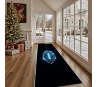 Dppyuxa Tapis de Cuisine Thème Sportif Football Américain Tapis de Couloir Long Géométrique Ligne Devant Evier, Paillasson Absorbant avec Motif Néon Jeu Entrée et Salle de Bain 80x240 cm