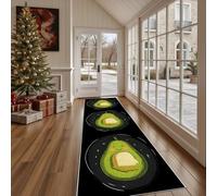 Dppyuxa Tapis de Sol de Cuisine Dessin Animé Avocat Paillasson d'Entrée Antidérapant Mignon Fruit Tapis de Couloir Long Drôle Nourriture Absorbant et Décoratif pour Devant Evier et Chambre 80x200 cm