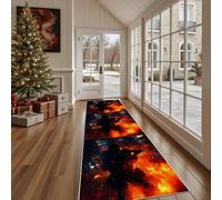 Dppyuxa Tapis de Sol de Cuisine Militaire Guerre Paillasson d'Entrée Antidérapant Horreur Feu Tapis de Couloir Long Jeu Gamer Absorbant et Décoratif pour Devant Evier et Chambre 80x200 cm