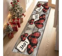 Dppyuxa Tapis Lavable en Machine Romantique Amour Cœur Cuisine et Couloir, Tapis Doux Plaid Mots pour Chambre, Paillasson Entrée IntérieurRustique Bois Antidérapant et Décoratif 80x180 cm