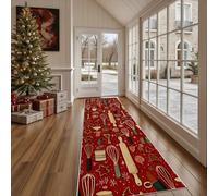 Dppyuxa Vintage Ustensiles de Cuisine Tapis de Cuisine Fantaisiste Biscuit Étoile Tapis de Couloir Long Rustique Motif Devant Evier, Paillasson Absorbant avec Motif Entrée et Salle de Bain 80x240 cm