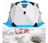 DPQYJPP Tente pêche sur Glace Portable et Pliable, abri isolé 3-10 Personnes, cabane pêche sur Glace Type hub pêche hivernale, Tissu Oxford imperméable, avec Ancres, Cordes, Sac Transport. Green