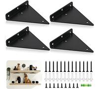 Dproptel Lot de 4 supports d'étagère triangulaires de 15,2 cm très résistants, supports d'étagère muraux décoratifs en bois pour étagères flottantes en bois (noir)