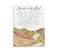 DPURPIWADY Trust In The Lord With All Your Heart Poster Proverbs 3 5 6 Scripture Wall-Art Vintage Print For Faith Home Office Decor(Unframed,08x12inch(20x30cm))