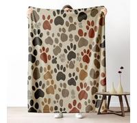 Dpvbffx Couverture Aquarelle Pattes de Chien 100x160 cm, Petit Plaid Motif Animal de Compagnie Mignon, Doux Légère Couverture Lit 1 Personne Jeté de Canapé pour Fille Garçon Adulte Enfant Ado