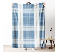Dpvbffx Couverture Bleu Grille Plaid 130x150 cm, Petit Plaid À Carreaux Vichy, Doux Légère Couverture Lit 1 Personne Jeté de Canapé Polaire pour Fille Garçon Adulte Enfant Ado