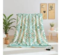 Dpvbffx Couverture Boho Plante Fleur 130x150 cm, Petit Plaid Mid Century Minimaliste Moderne Abstrait, Doux Légère Couverture Lit 1 Personne Jeté de Canapé Polaire pour Fille Garçon Adulte Enfant Ado
