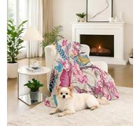 Dpvbffx Couverture Branche d'arbre Fleur Oiseau 100x160 cm, Petit Plaid Naturel Printemps Rustique Vintage, Doux Couverture Lit 1 Personne Jeté de Canapé Polaire pour Fille Garçon Adulte Enfant Ado